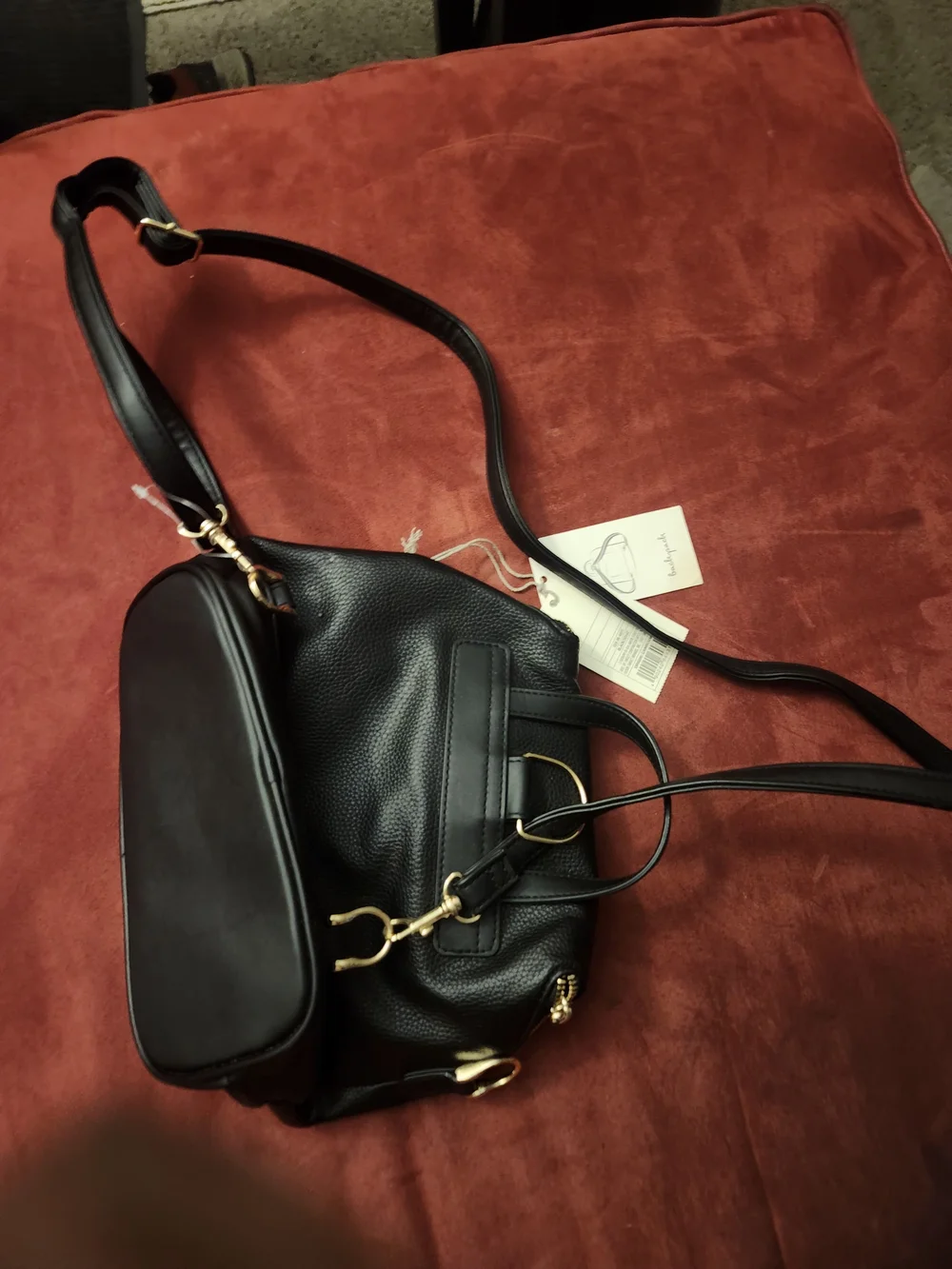 Women's Black Leather Crossbody Bag - Classic Everyday